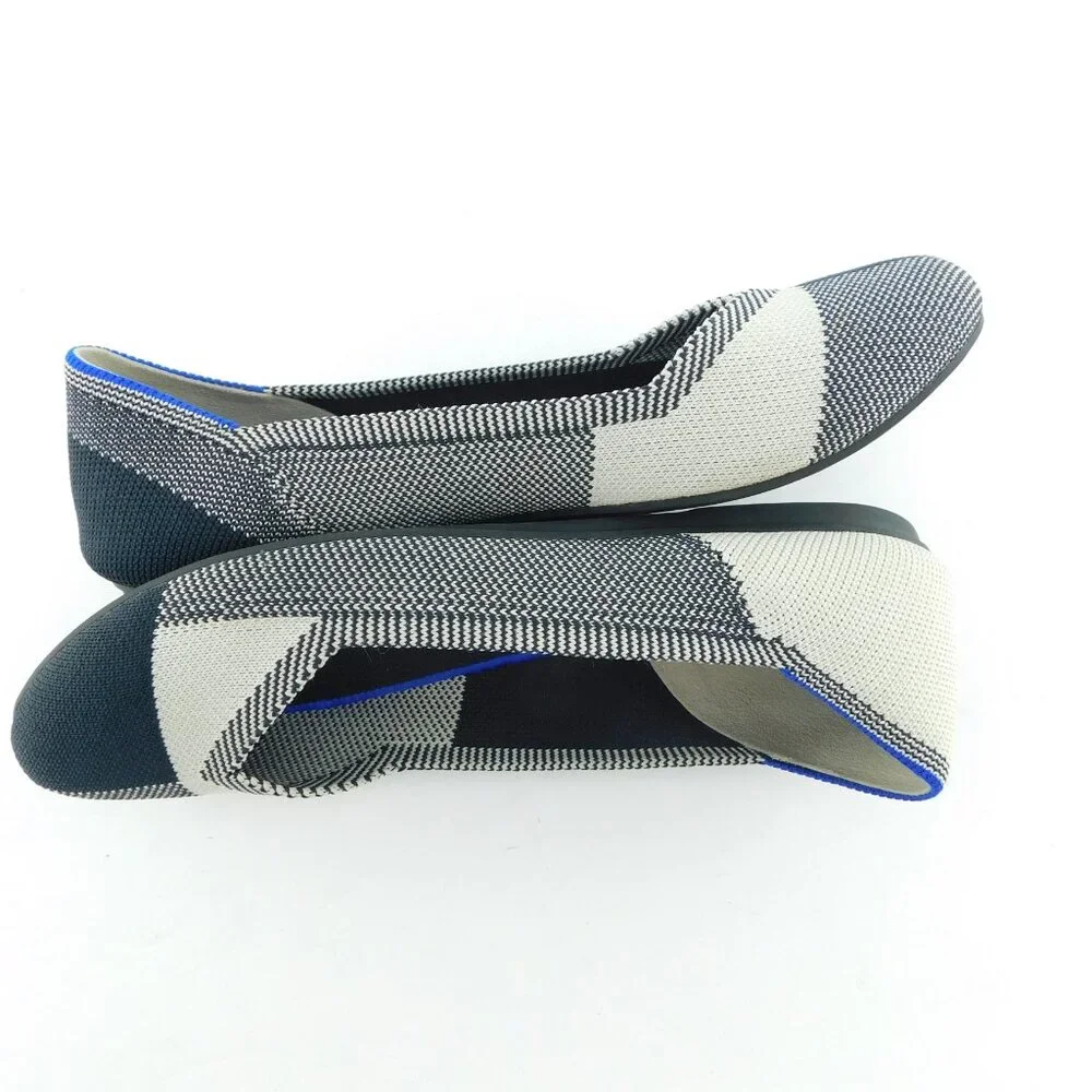 ROTHY'S Black Plaid Round Toe Ballet Flats 6.5